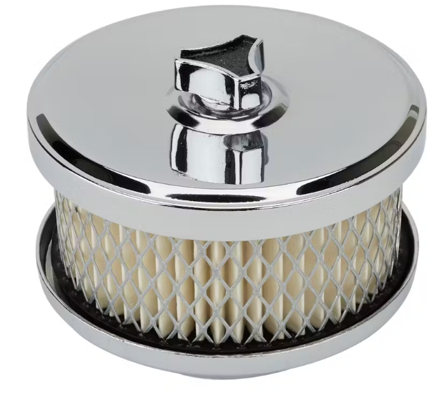 Small air cleaner 2 5/8 & 2 5/16 ID with replaceable filter.